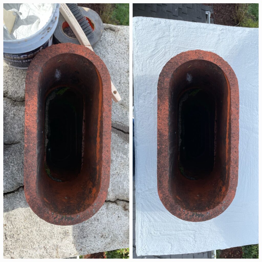 Chimney crown repair before and after